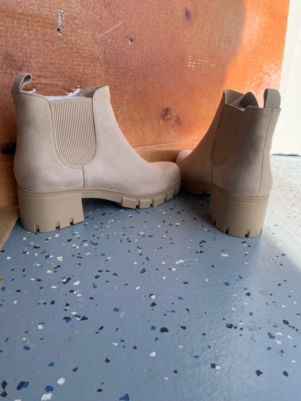 Chunky Chelsea Ankle Boots - Beige